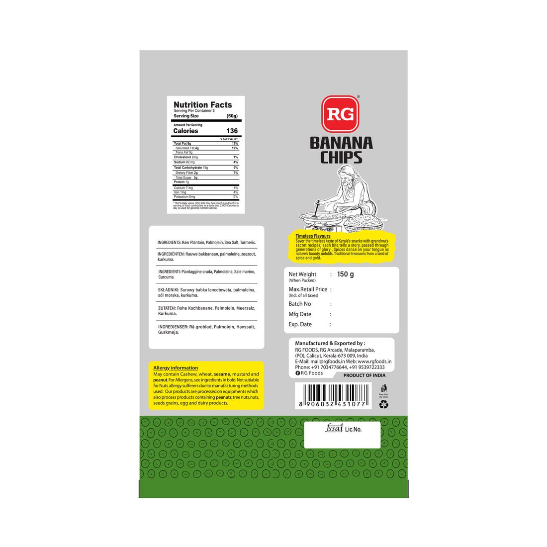 RG Banana Chips 150 gm Pkt