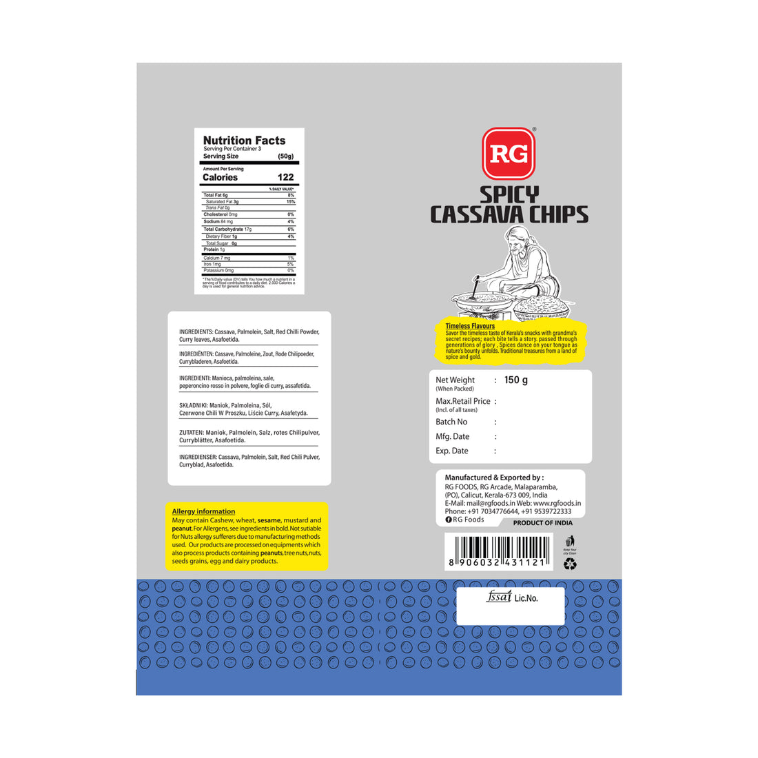 RG Cassava Chips Spicy 150 gm Pkt