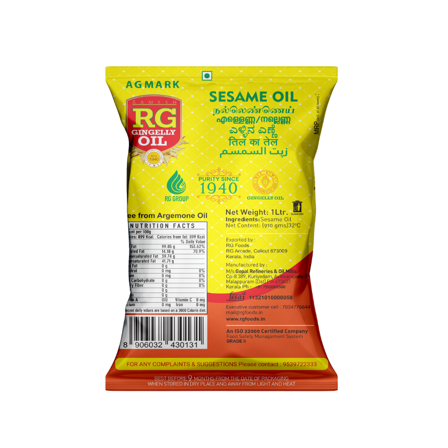 RG Gingelly Oil Pouch 1 Ltr